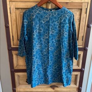 Cargo Blue 3/4 Sleeve Boxy Blouse